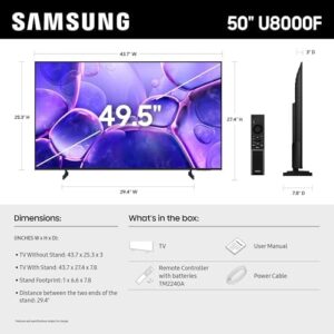 Samsung 50-Inch Class Crystal UHD U8000F 4K Smart TV (2025 Model) Endless Free Content, Crystal Processor 4K, MetalStream Design, Knox Security, Alexa Built-in : Electronics