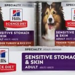 Hill’s Science Diet Adult 1-6 Sensitive Stomach & Skin Wet Dog Food, Turkey & Rice Stew, 12.5 oz. Cans, 12-Pack Pet Supplies: