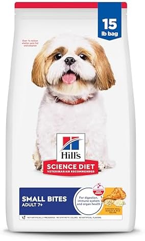 Pet Supplies Hill's Science Diet Adult 7+, Senior Adult 7+ Premium Nutrition, Small Kibble, Dry Dog Food, Chicken, Brown Rice, & Barley, 15 lb Bag :