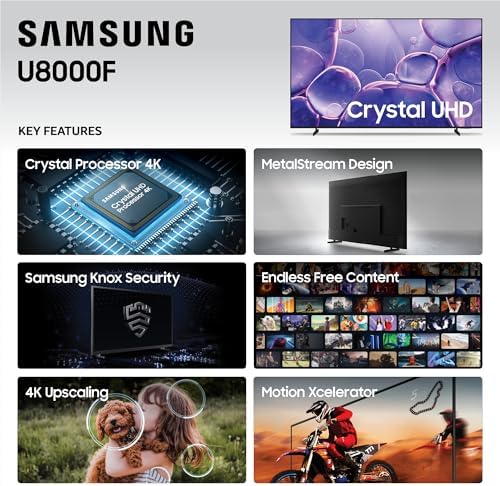 Samsung 50-Inch Class Crystal UHD U8000F 4K Smart TV (2025 Model) Endless Free Content, Crystal Processor 4K, MetalStream Design, Knox Security, Alexa Built-in : Electronics - Image 3