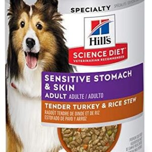 Hill’s Science Diet Adult 1-6 Sensitive Stomach & Skin Wet Dog Food, Turkey & Rice Stew, 12.5 oz. Cans, 12-Pack Pet Supplies: